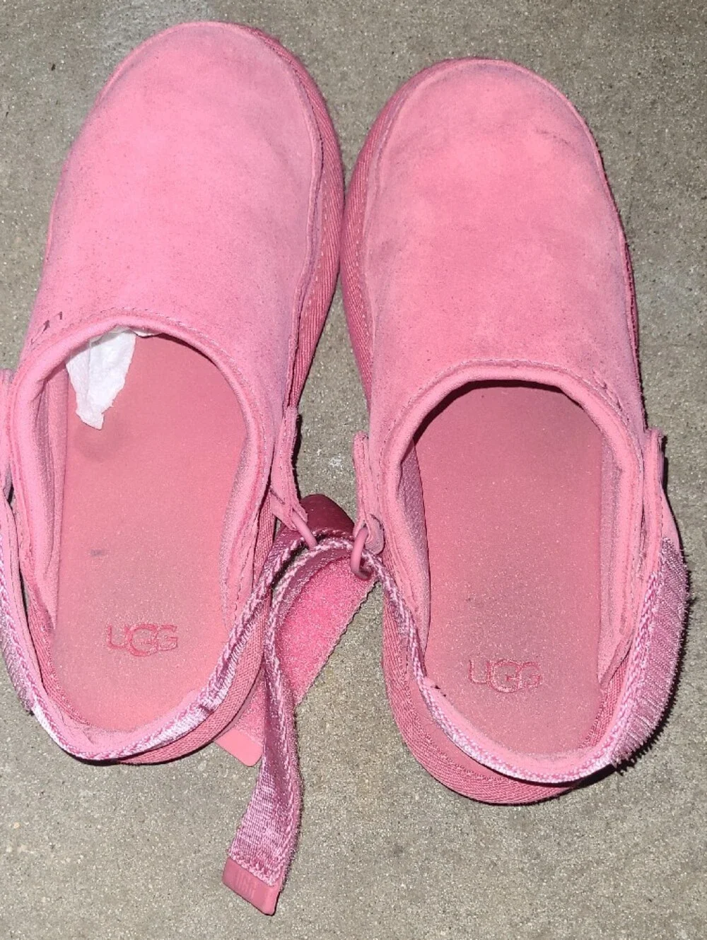 UGG Kids Pink Suede Slingback Clogs with Adjustable Strap Size 3